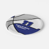 ブルーグレーバスケットボールチームカラーズスポーツパーティー ペーパープレート (アングル)