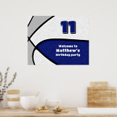 ブルーグレーバスケットボールチームカラーパーティー歓迎 ポスター (キッチン)