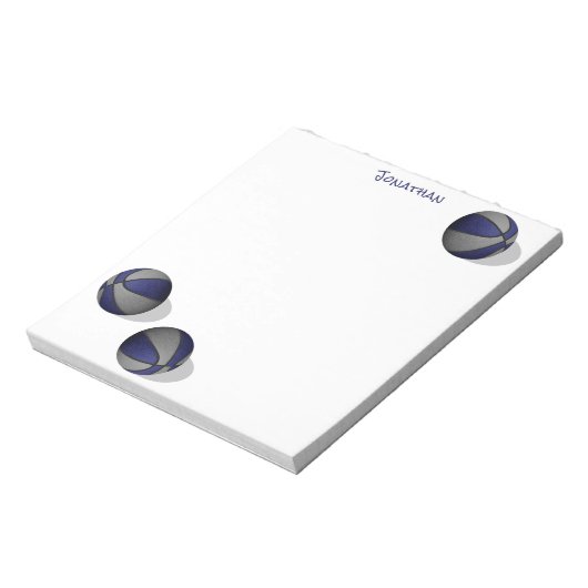 ブルーグレーバスケットボールチームカラー名前をカスタムする ノートパッド (回転)