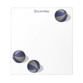 ブルーグレーバスケットボールチームカラー名前をカスタムする ノートパッド (正面)