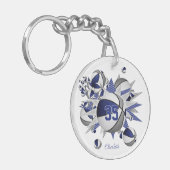 ブルーグレーバスケットボールパンクアウトガールズジャージーナンバー キーホルダー (正面左)