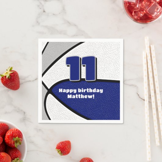 ブルーグレーバスケットボール女子ボーズスポーツパーティー スタンダードカクテルナプキン (インサイチュ)