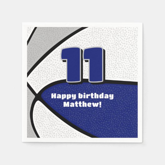 ブルーグレーバスケットボール女子ボーズスポーツパーティー スタンダードカクテルナプキン (正面)