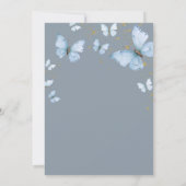 ブルーグレーバタフライラブイン開花ブライダルシャワー 招待状 (裏面)
