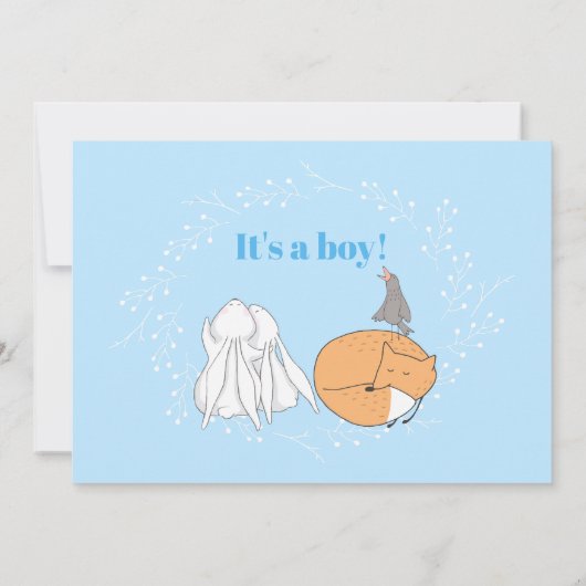 ブルーグレーバニー男の赤ちゃん誕生 案内状 (裏面)