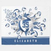 ブルーグレーバレーボールが女の子スポーツ用の装飾をスター フリースブランケット (正面(横))