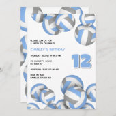 ブルーグレーバレーボールの誕生日またはチームパーティー 招待状 (正面/裏面)