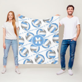 ブルーグレーバレーボールコートは私の幸せな場所だ フリースブランケット