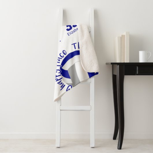 ブルーグレーバレーボールコートhappy placeタイポグラフィ シェルパブランケット (インサイチュ)