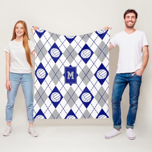 ブルーグレーバレーボールチームの色アーガイル フリースブランケット (インサイチュ)