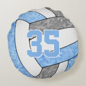 ブルーグレーバレーボールチームカラーズガールズスポーツ ラウンドクッション (裏面)