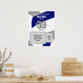 ブルーグレーバレーボールチームカラー記念 ポスター (キッチン)