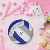 ブルーグレーバレーボール女子の男の子スポーツ誕生日 ペーパープレート (パーティー)