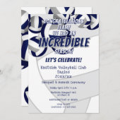 ブルーグレーバレーボール子供スクールクラブチームのパーティー 招待状 (正面/裏面)