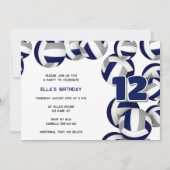 ブルーグレーバレーボール少年少女の誕生日パーティー 招待状 (正面)