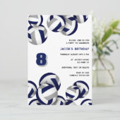 ブルーグレーバレーボール誕生日またはチームパーティー 招待状 (スタンド正面)