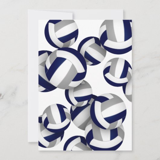 ブルーグレーバレーボール誕生日またはチームパーティー 招待状 (裏面)