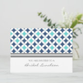 ブルーグレーパターンブライダルランチ招待状カード 招待状 (スタンド正面)