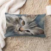 ブルーグレーパーフェクトタブビーキャットピロー ランバークッション (ブランケット)