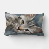 ブルーグレーパーフェクトタブビーキャットピロー ランバークッション (正面)