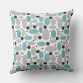 ブルーグレービーン水玉模様レトロパターンホームデコール クッション (裏面)