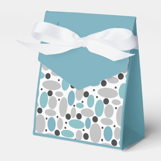 ブルーグレービーン水玉模様レトロパターンホームデコール フェイバーボックス (正面サイド)