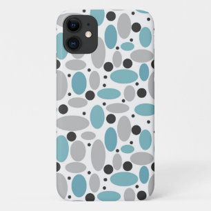 ブルーグレービーン水玉模様レトロパターンホームデコール iPhone 11 ケース