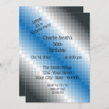 ブルーグレーピクセルパーティの招待状