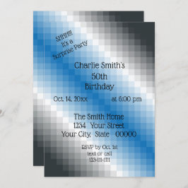 ブルーグレーピクセルパーティの招待状 招待状