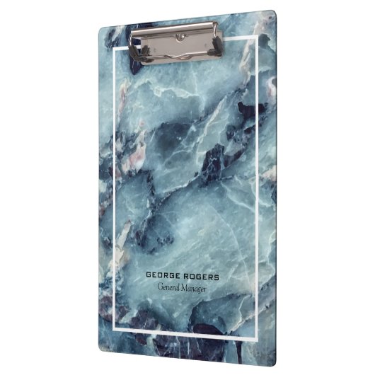 ブルーグレーフェイク大理石はっきりした模様 クリップボード (左)