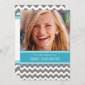 ブルーグレーフォト16thバースデーパーティ招待状 招待状 (正面/裏面)