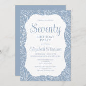 ブルーグレーフローラウィメンセブン70thバースデーパーティー 招待状 (正面/裏面)