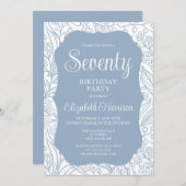 ブルーグレーフローラウーマン70thバースデーパーティー 招待状 (正面/裏面)