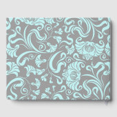 ブルーグレーフローラルパターンダマスク葬儀ゲストブック ゲストブック (裏面)