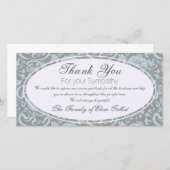 ブルーグレーフローラ悔やみや弔慰サンキューフォトカード サンキューカード (正面/裏面)