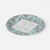 ブルーグレーフローラ70thバースデーパーティー紙プレート ペーパープレート (アングル)