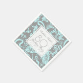 ブルーグレーフローラ80thバースデーパーティーペーパーナプキン スタンダードカクテルナプキン (角)