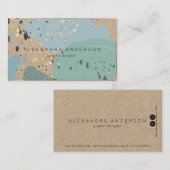 ブルーグレーブラシストローククラフト紙名刺 名刺 (正面/裏面)