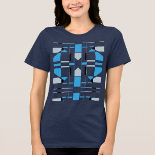 ブルーグレーブラックジオメトリックサウスウエストMCMインスパイア- トライブレンドTシャツ