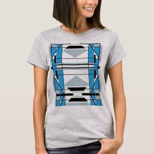 ブルーグレーブラックラージモザイクタイル南西ルック Tシャツ