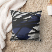 ブルーグレーブラック抽象芸術水彩装飾用クッション クッション (ブランケット)