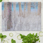 ブルーグレーブルージェイ鳥の森の木の芸術 キッチンタオル (折り畳み)