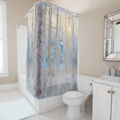 ブルーグレーブルージェイ鳥の森の木の芸術 シャワーカーテン (インサイチュ)