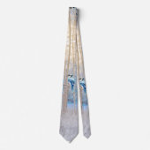 ブルーグレーブルージェイ鳥の森の木の芸術 ネクタイ (正面)