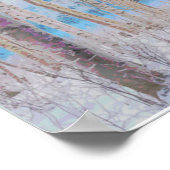 ブルーグレーブルージェイ鳥の森の木の芸術 ポスター (角)