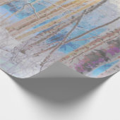 ブルーグレーブルージェイ鳥の森の木の芸術 ラッピングペーパー (角)