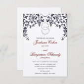 ブルーグレープブドユダヤ系ヘブライ結婚式招待状 招待状 (正面/裏面)