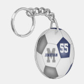 ブルーグレープレイヤー名番号サッカーバッグラベル キーホルダー (正面左)