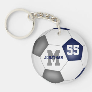 ブルーグレープレイヤー名番号サッカーバッグラベル キーホルダー