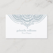 ブルーグレーペイズリーレースマンダラ 名刺 (正面)